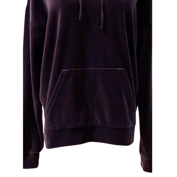 Juicy Couture Y2K Navy Blue LA Graphic Velour Pullover Hoodie Metallic Medium - Picture 3 of 8